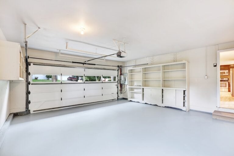 Empty garage interior in American house. Northwest, USA