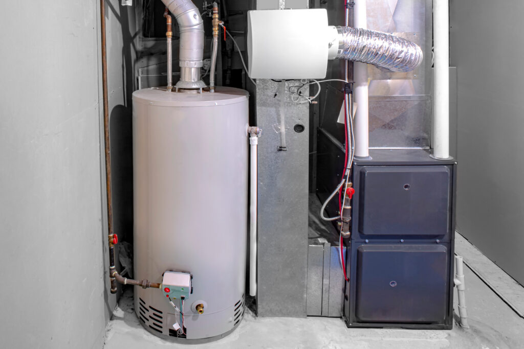 how long does a furnace last A home high efficiency furnace with a residential gas water heater & humidifier.