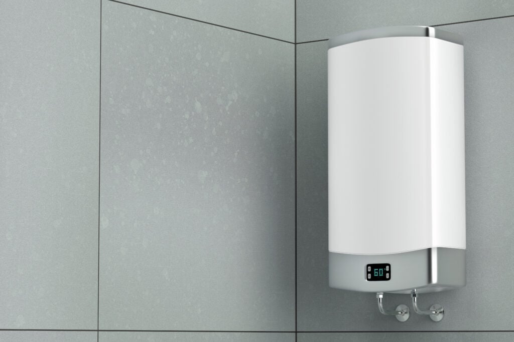 energy efficient water heater Smart storage water heater in the bathroom