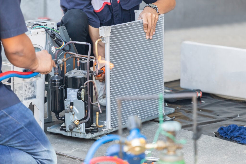 Close up of Air Conditioning Repair team