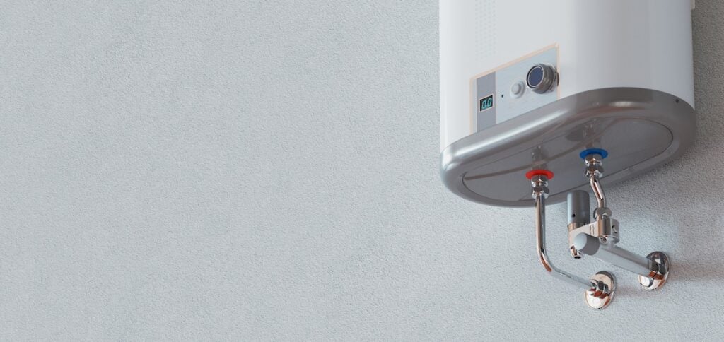 House heating concept - modern home gas fired boiler - energy and cash savings, 3d rendering